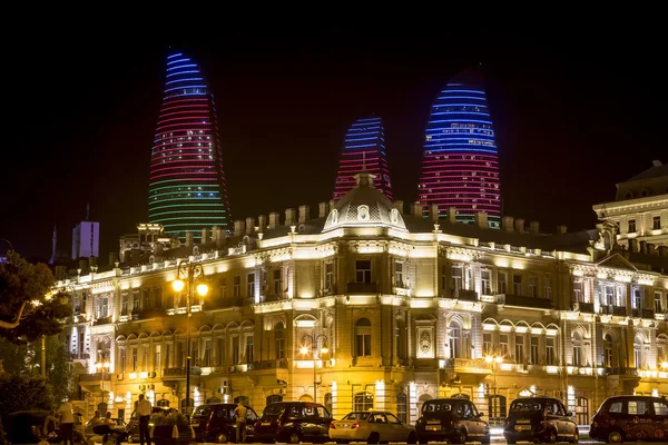 City view of the capital of Azerbaijan, Baku at night, in Azerba