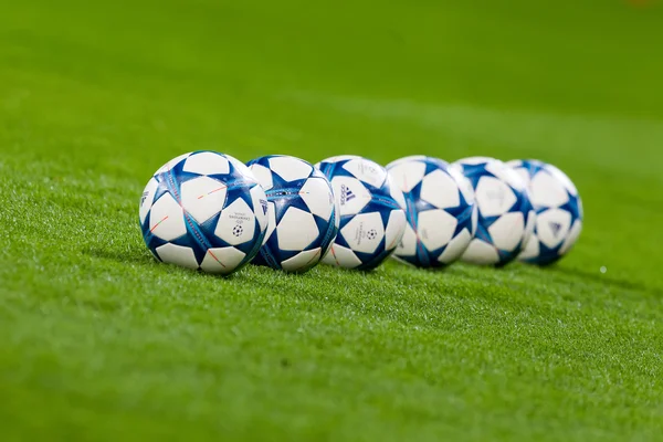 Champions League football balls in the field before the match of