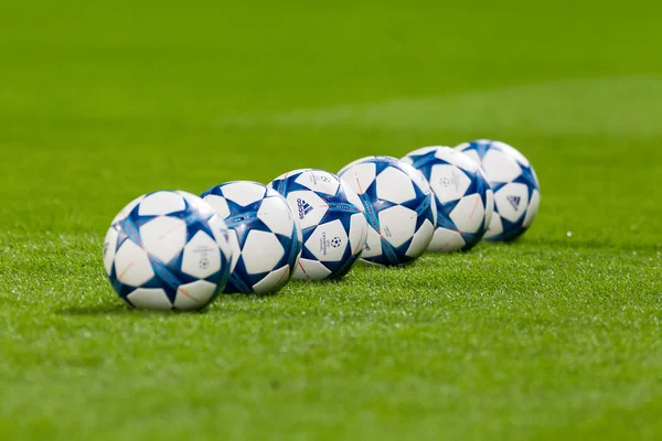 Champions League football balls in the field before the match of