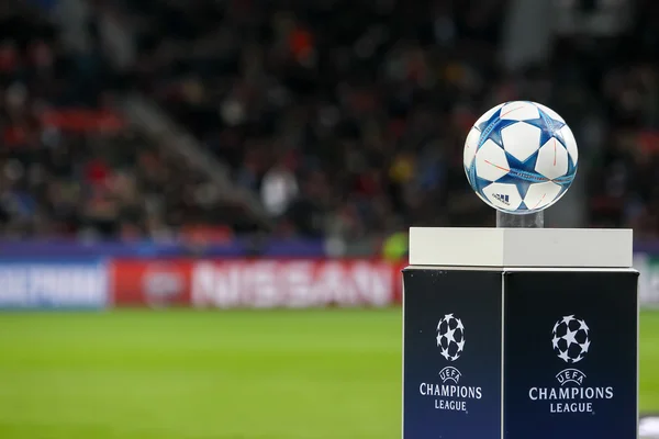The ball of the Champions League on a pedestal close-up during t