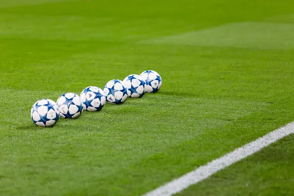 Champions League football balls in the field before the match of