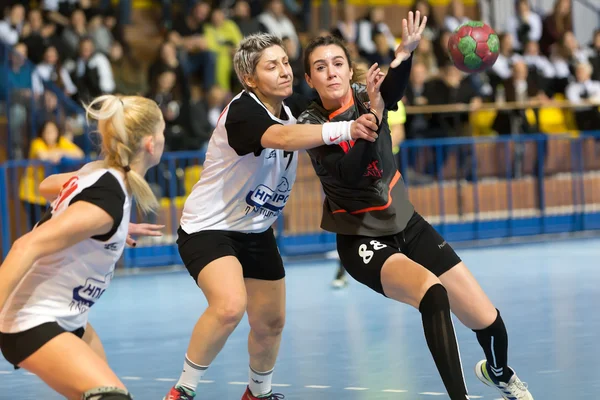 Handball player in action during the Greek Women Cup Final handb