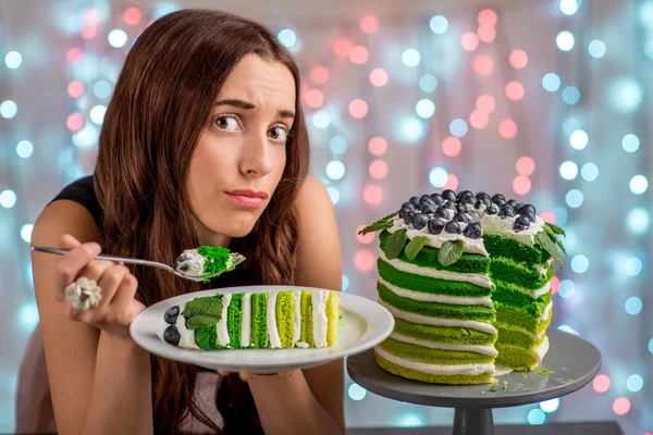Girl with happy birthday cake