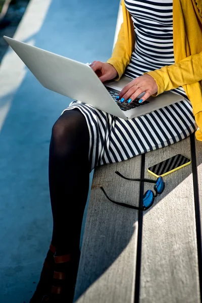 Woman writer with laptop