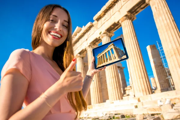 Woman advertising Acropolis