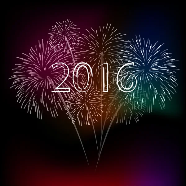 Happy new year fireworks 2016 holiday background design