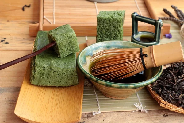 Green tea cake japanese dessert and green tea