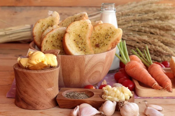 Garlic bread of herb delicious with making bread.