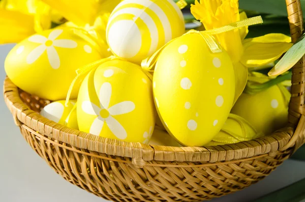 Easter eggs in basket