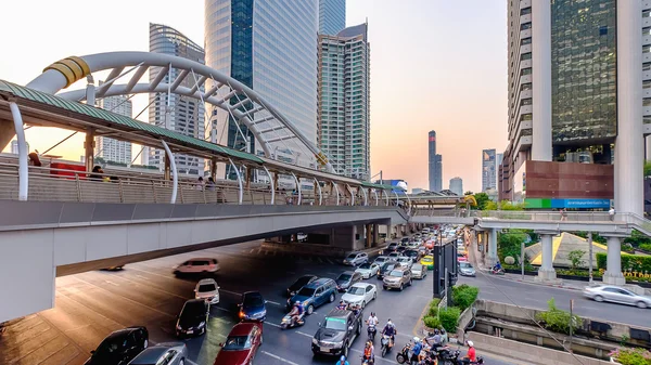 Public sky-walk at sky-train station Chong Nonsi in Bangkok down