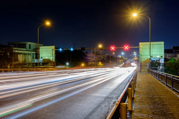 Bangkok cityscape of light trails