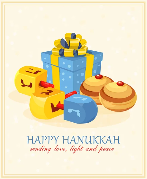 Happy Hanukkah greeting card design, jewish holiday. Vector illustration