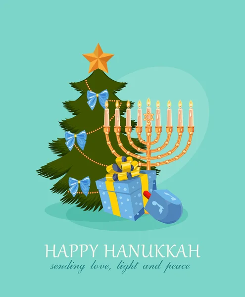 Happy Hanukkah greeting card design, jewish holiday. Vector illustration