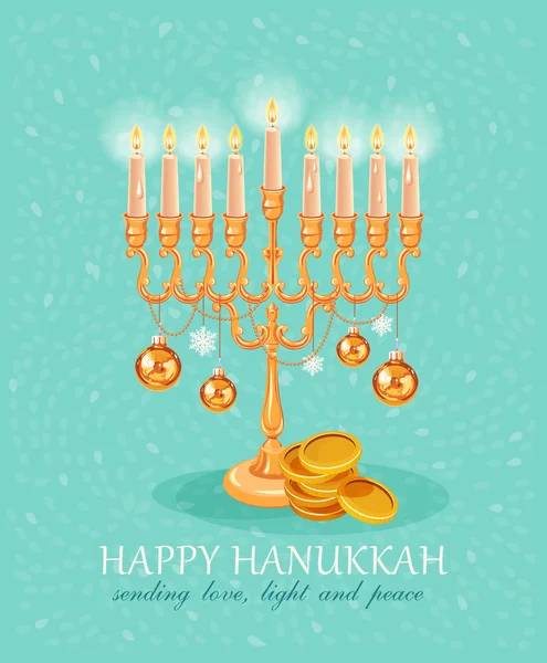 Happy Hanukkah greeting card design, jewish holiday. Vector illustration