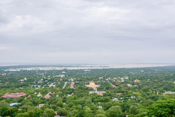 View from Soon U Pond Nya Shin Paya Pagoda,Sagaing hill , Sagaing City, The Old City of Religion and Culture Outside Mandalay, Myanmar.