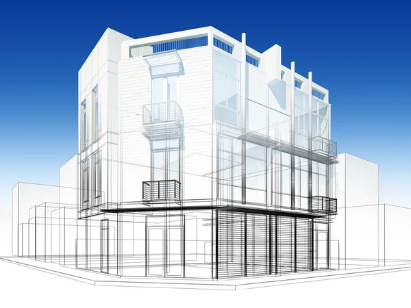 Abstract sketch design of exterior building