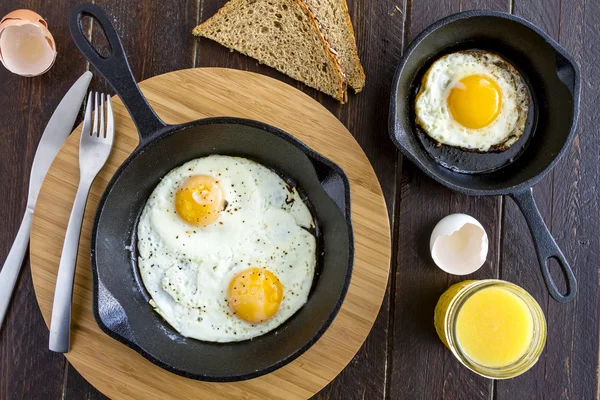 Fried Eggs in Cast Iron Skillet