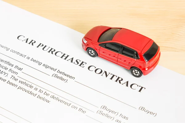 Car Purchase Contract With Red Car on Right View