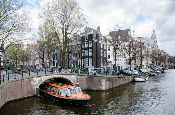 AMSTERDAM - APRIL 2016 - Sightseeing boat tour on Amsterdam cana