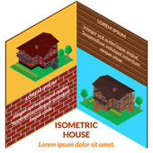 Casa de ladrillo rojo 3D arquitectura con chimenea — Archivo Imágenes