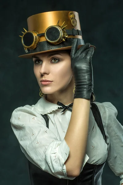 Portrait of a beautiful steampunk girl