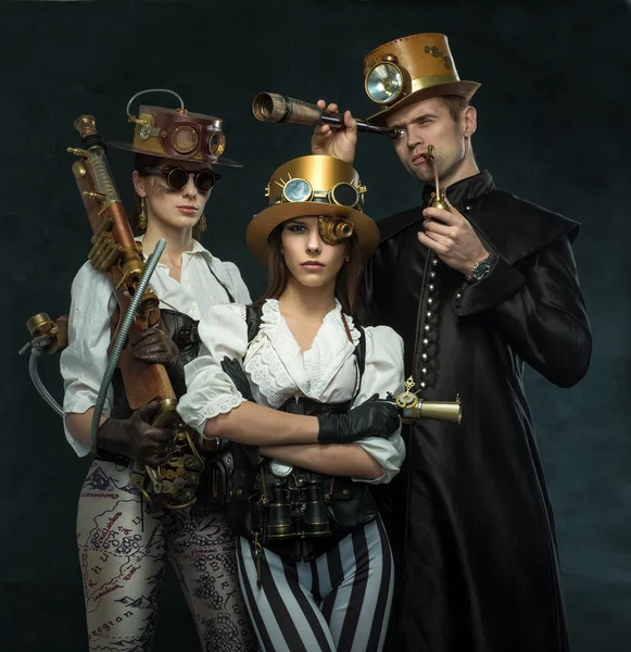 Steam punk style. The people of the Victorian era in an alternat