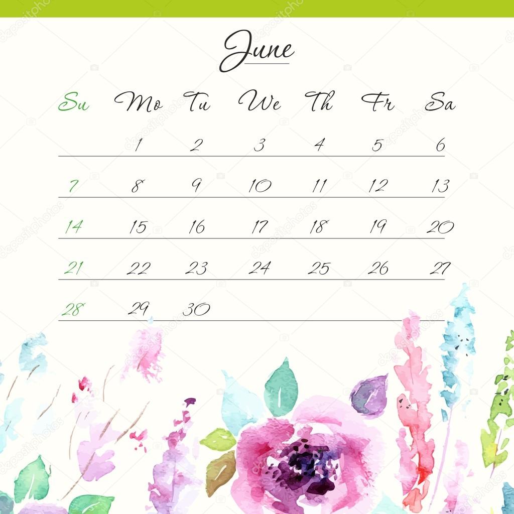 Printable 2016 <strong>Calendar</strong> June 2015 calendar template