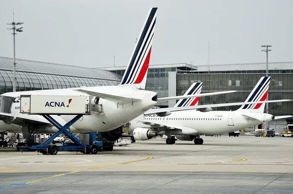 Air France airplanes are seen on Charles de Gaulle International