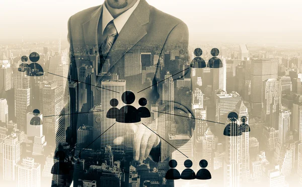 指向商人图标-人事、 招聘和选择概念的手 - 图