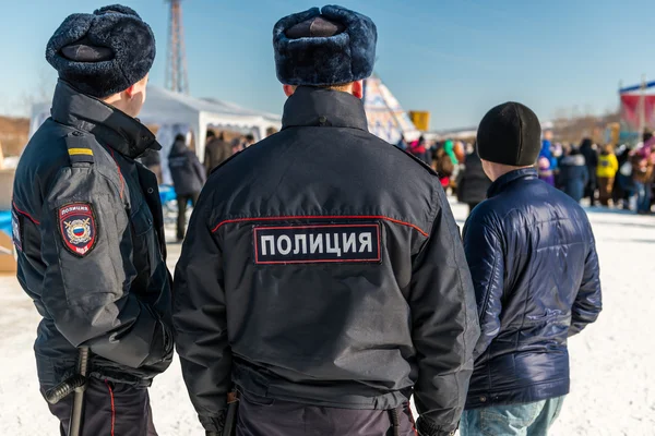 The police monitor the law and order during mass events. Russia
