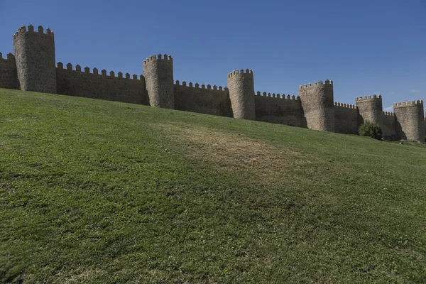 View walls of Avila city in Spain