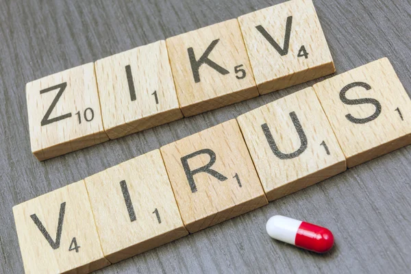 Zica virus, written in letters wood, concept health remedy
