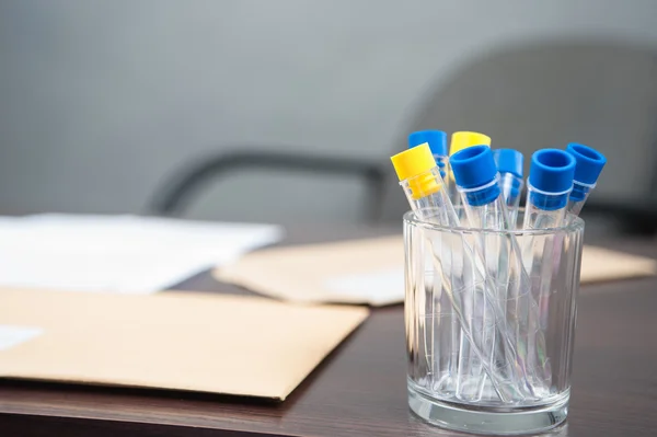 Test tubes on the desk / empty test tube