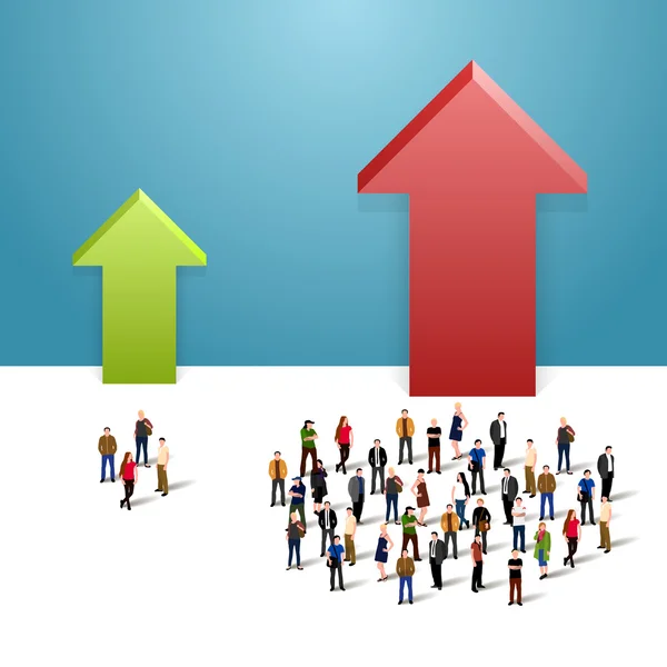 Growth chart and progress in people crowd