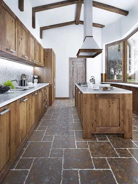 Modern kitchen in the loft style.