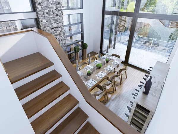 Top view of a modern dining room design