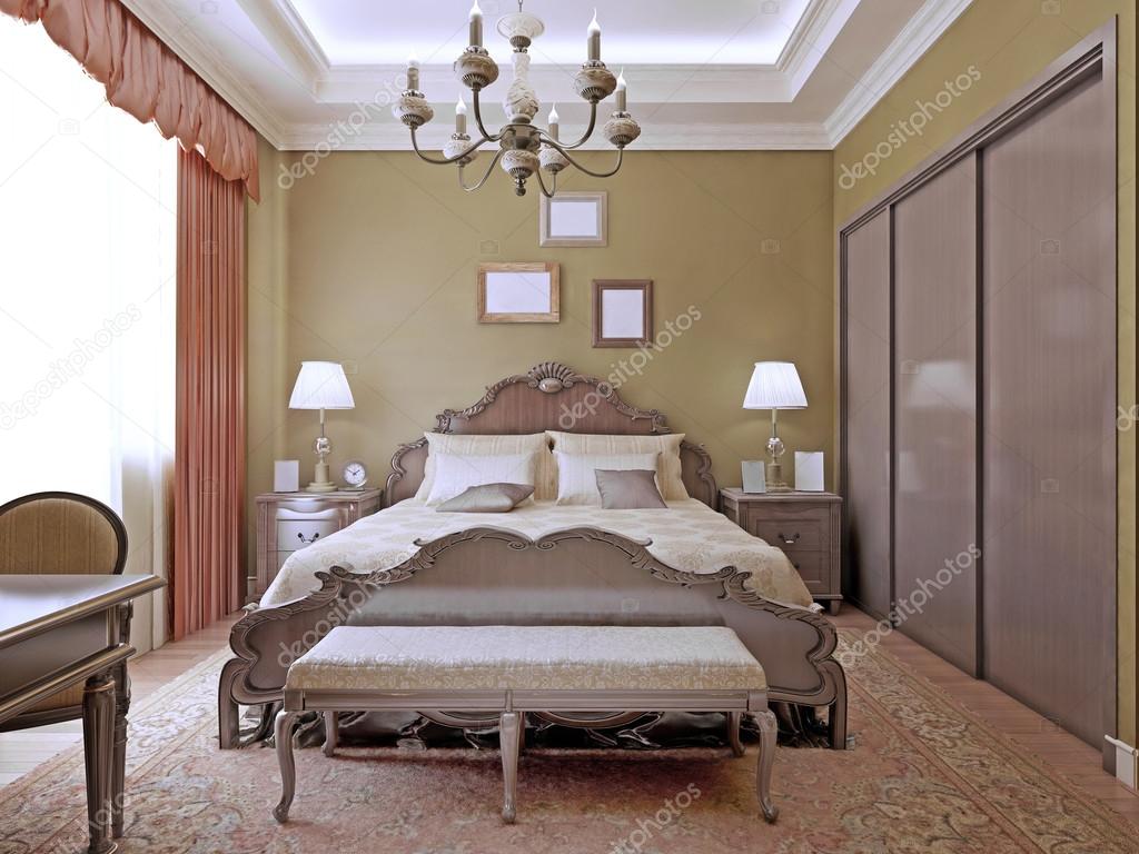 Art deco slaapkamer met plafond neon verlichting — stockfoto ...