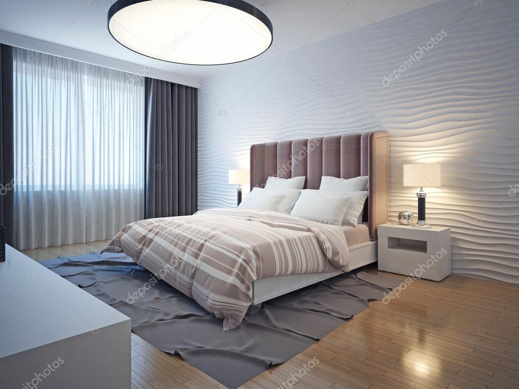 Interno camera da letto moderna tonalità chiare — foto stock ...