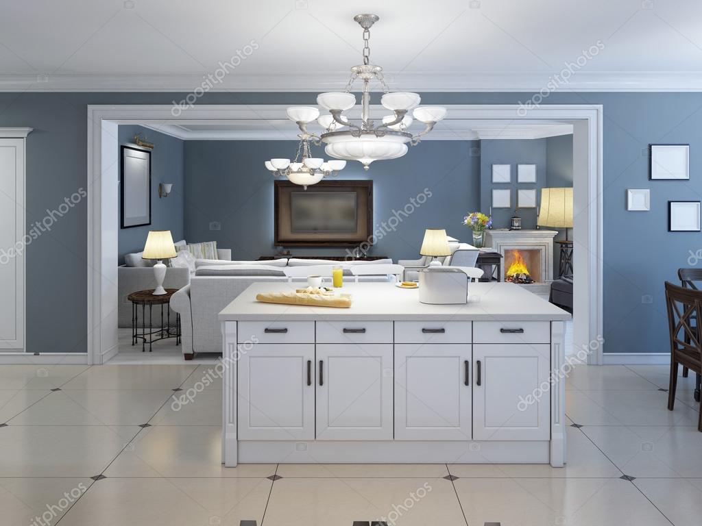 Idee van open binnen keuken met bar — stockfoto © kuprin33 #83414982