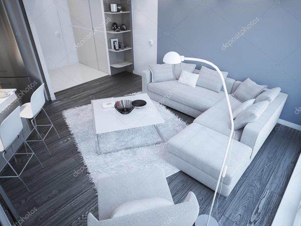 Idén med minimalistisk vardagsrum studio — stockfotografi ...