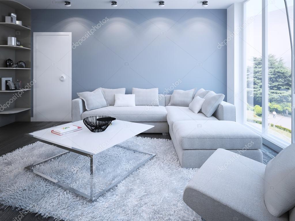Eigentijdse lounge met blauwe muren — stockfoto © kuprin33 #83419600