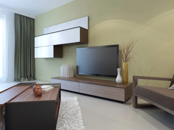 Modern wall system in lounge room interior
