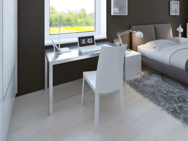 Working area in minimalist bedroom