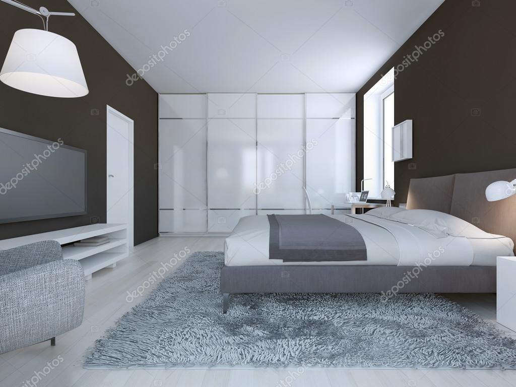 Rymligt sovrum minimalistisk stil — stockfotografi © kuprin33 ...