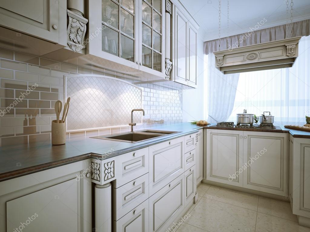 Tradizionale a forma di l cucina abitabile — foto stock © kuprin33 ... Tendine cucina abitabile