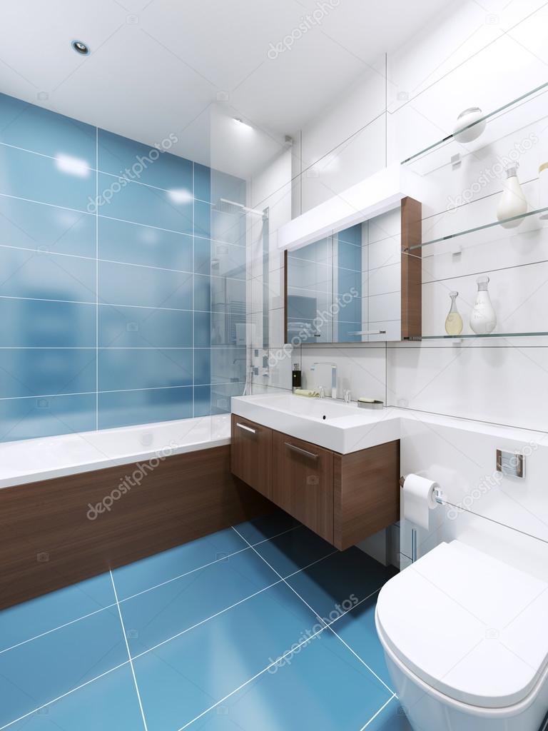 BlÃ¥ badrum inredning i privat hus — stockfotografi © kuprin33 ...