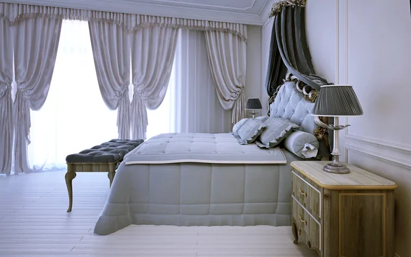 Empty royal bedroom in neoclassic design