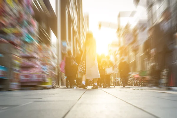 People walking on the street. floor view.