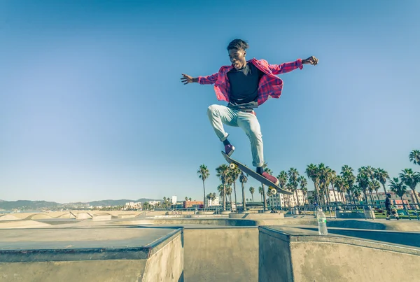 Skateboarder at skate park