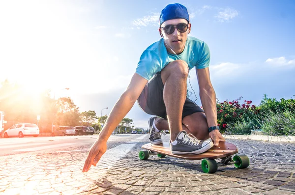 Skateboarder skating outdoors